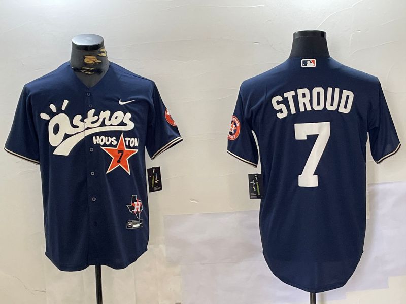 Men Houston Astros 7 Stroud Blue Second generation joint name Nike 2024 MLB Jersey style 1